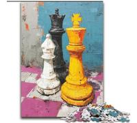 Jigsaw Puzzles for Teenagers 1000 Pieces Chess Oil Painting,Help The Brain Exercise Addictive Toys to Cultivate Patience Perfect Decoration 38x26cm