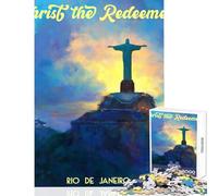 Jigsaw Puzzles for Teenagers 1000 Pieces Christ The Redeemer, Rio De Janeiro Hands-on Game Difficult Hard Anti-Stress Toys Improving Love between Couples (38X26CM)
