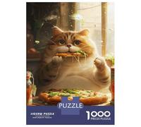 Jigsaw Puzzles for Teenagers 1000 Pieces Chubby Pizza Cat Jigsaws for Adults Brain Teaser Game Home Decoration Parent-child Interaction 70x50cm/1000pcs