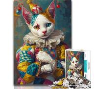 Jigsaw Puzzles for Teenagers 1000 Pieces Clown Cat,Educational Games Home Decoration Birthday Present,Gifts,Wall Art (75x50cm)