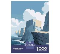 Jigsaw Puzzles for Teenagers 1000 Pieces Coastal Cliffs Landscape Illustration Teenager Puzzles Relax Games Perfect Decoration Birthday And Unique Gifts 52x38cm/1000pcs
