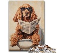 Jigsaw Puzzles for Teenagers 1000 Pieces Cocker Spaniel Sitting Toilet Teenager Jigsaw,Challenging Difficult Deal As Gifts for The Whole Family (38x26cm)
