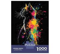 Jigsaw Puzzles for Teenagers 1000 Pieces Colorful Cat Splash Art Jigsaw for Adults Relaxing Games Home Decoration Unique Gifts for Birthday And Christmas 52x38cm/1000pcs