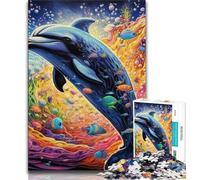 Jigsaw Puzzles for Teenagers 1000 Pieces Colorful Dolphins Teenager Puzzles,Unique Birthday And Gifts for Age 14 Years Up (size 75x50cm)