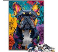 Jigsaw Puzzles for Teenagers 1000 Pieces Colorful French Bulldog, Game Toys Every Piece Is Unique - Challenging Family Fun Game for for Age 14 (Size 50x75cm)