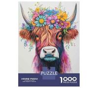 Jigsaw Puzzles for Teenagers 1000 Pieces Colorful Highland Cow Art Print Puzzle for Adults Relaxing Games Difficult Challenge Parent-child Interaction 52x38cm/1000pcs