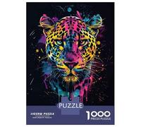 Jigsaw Puzzles for Teenagers 1000 Pieces Colorful Leopard Art Print Puzzle for Adults Relaxing Games Difficult Challenge Parent-child Interaction 38x26cm/1000pcs