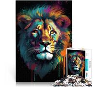 Jigsaw Puzzles for teenagers 1000 Pieces Colorful Lion Portrait 4 Spielspielzeug Wunschliste mit dem Weihnachtsmann38x26cm