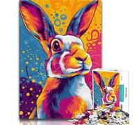 Jigsaw Puzzles for Teenagers 1000 Pieces Colorful Rabbit,Stress Reliever Difficult Challenge Unique Home Decor And Gifts 50x75cm