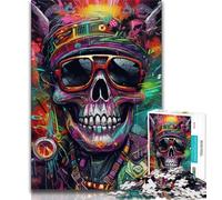 Jigsaw Puzzles for Teenagers 1000 Pieces Colorful Skulls,Toys Educational Games Stress Relieving Parent-child Interaction (38x26cm)