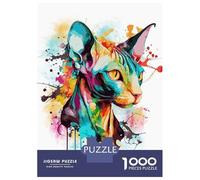 Jigsaw Puzzles for Teenagers 1000 Pieces Colorful Sphynx Cat Puzzles for Adults Hands-on Game Improve Memory Parent-child Interaction 38x26cm/1000pcs