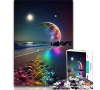 Jigsaw Puzzles for Teenagers 1000 Pieces Colourful Cosmic Beach Teenager Puzzles,Educational Family Game Suitable for Desktop Decoration 26x38cm