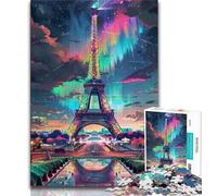Jigsaw Puzzles for Teenagers 1000 Pieces Colourful Eiffel Tower Adult Jigsaw,Staycation Kill Time with Fully Interlocking Randomly Shaped Pieces 26x38cm
