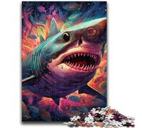Jigsaw Puzzles for Teenagers 1000 Pieces Colourful Shark Teenager Puzzles,Educational Family Game Suitable for Desktop Decoration (26x38cm)