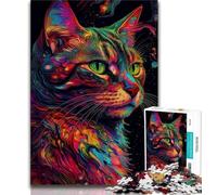 Jigsaw Puzzles for Teenagers 1000 Pieces Colourful Space Cats 1000 Pieces for Teenagers,Stress Reliever Difficult Challenge Secret Santa Gifts 38x26cm