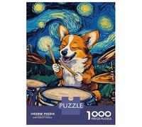 Jigsaw Puzzles for Teenagers 1000 Pieces Corgi Drummer Starry Night Puzzles for Adults Hands-on Game Improve Memory Parent-child Interaction 52x38cm/1000pcs