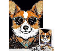 Jigsaw Puzzles for Teenagers 1000 Pieces Corgi with Sunglasses Hands-on Game Difficult Hard Anti-Stress Toys Improving Love between Couples (38X52CM)