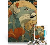 Jigsaw Puzzles for teenagers 1000 Pieces Cougar Art Nouveau Spielspielzeug eignet sich ideal als Geschenk für die ganze Familie75x50cm