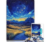 Jigsaw Puzzles for Teenagers 1000 Pieces Countryside Under The Night Sky 1000 Pieces for Teenagers,for Challenging Toy Game And Family Play 26x38cm