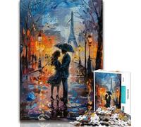 Jigsaw Puzzles for Teenagers 1000 Pieces Couple Under The Eiffel Tower,Stress Reliever Staycation Kill Time Enhance Love between Couples (75x50cm)