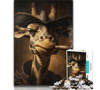 Jigsaw Puzzles for Teenagers 1000 Pieces Cowboy Giraffe,Stress Reliever Staycation Kill Time Enhance Love between Couples (75x50cm)