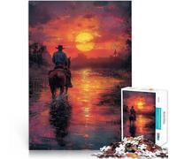 Jigsaw Puzzles for teenagers 1000 Pieces Cowboy in the desert Für Familienspaß mit passendem Poster und Quizblatt75x50cm