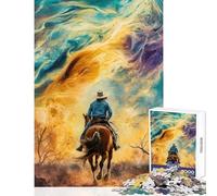 Jigsaw Puzzles for Teenagers 1000 Pieces Cowboy Riding Into The Unknown Educational Toy Funny Gift Impossible Game Improving Love between Couples Size 38x52cm