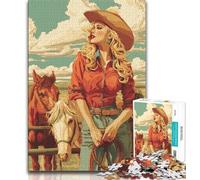 Jigsaw Puzzles for Teenagers 1000 Pieces Cowgirl,for Educational Game Challenge Toy Deal As Gifts for The Whole Family 38x26cm