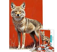Jigsaw Puzzles for Teenagers 1000 Pieces Coyote Portrait Against Orange Background Jigsaw Puzzle DIY Toys Birthday Present Birthday And Unique Gifts (Size 38x52cm)
