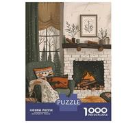 Jigsaw Puzzles for Teenagers 1000 Pieces Cozy Fireplace Room Jigsaw Puzzle DIY Toys Stress Reliever Parent-child Interaction 52x38cm/1000pcs