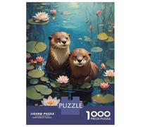 Jigsaw Puzzles for Teenagers 1000 Pieces Curious Otters Jigsaw Hands-on Game For Family Fun Unique Gifts for Birthday And Christmas 52x38cm/1000pcs
