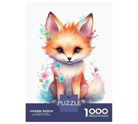 Jigsaw Puzzles for Teenagers 1000 Pieces Cute Baby Fox Watercolor Puzzle for Adults Fun Games A Work of Art Parent-child Interaction 70x50cm/1000pcs