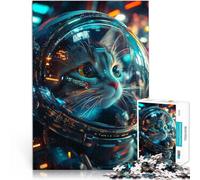 Jigsaw Puzzles for teenagers 1000 Pieces Cute Cat Astronaut Denkspiel denn eignet sich ideal als Geschenk für die ganze Familie38x26cm