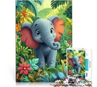 Jigsaw Puzzles for teenagers 1000 Pieces Cute Elephant in Jungle For Family Fun is ideal as a gift for the whole family 50x70cm