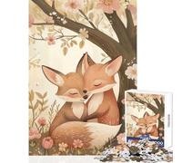 Jigsaw Puzzles for Teenagers 1000 Pieces Cute Fox Couple in Bloom Educational Toy Funny Gift Impossible Game Improving Love between Couples Size 38x52cm