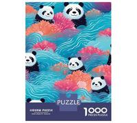 Jigsaw Puzzles for Teenagers 1000 Pieces Cute Friendly Pandas Jigsaws for Adults Brain Teaser Game Home Decoration Parent-child Interaction 52x38cm/1000pcs