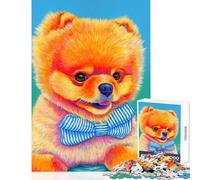 Jigsaw Puzzles for Teenagers 1000 Pieces Cute Pomeranian Hands-on Game Difficult Hard Anti-Stress Toys Improving Love between Couples (38X26CM)