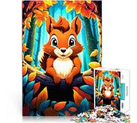 Jigsaw Puzzles for teenagers 1000 Pieces Cute Squirrel in Autumn Forest Challenging Game Gifts Secret Santa Gifts 26x38cm