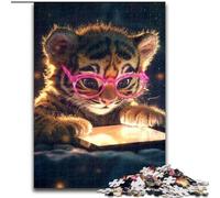 Jigsaw Puzzles for Teenagers 1000 Pieces Cute Tiger, Stress Relief with Fully Interlocking Randomly Shaped Pieces for And 14 Years Old (Size 26x38cm)
