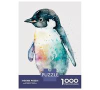 Jigsaw Puzzles for Teenagers 1000 Pieces Cute Watercolour Penguin Puzzle for Adults Fun Games A Work of Art Parent-child Interaction 38x26cm/1000pcs