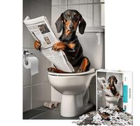 Jigsaw Puzzles for Teenagers 1000 Pieces Dachshund on The Toilet Challenging Game Toys Impossible Game Stress Reliever Secret Santa Gifts (Size 75x50cm)