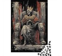 Jigsaw Puzzles for Teenagers 1000 Pieces Dark King Skeleton Throne Art Print Jigsaw for Adults Toy Wall Decor Improve Memory Birthday And Unique Gifts 38x26cm/1000pcs