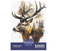 Jigsaw Puzzles for Teenagers 1000 Pieces Deer Head Wall Art Print Puzzle for Adults Toy Wall Decor Difficult Challenge for Is Ideal As A Gift 52x38cm/1000pcs