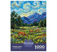 Jigsaw Puzzles for Teenagers 1000 Pieces Deer in A Wildflower Meadow Puzzles for Adults Hands-on Game Improve Memory Parent-child Interaction 52x38cm/1000pcs