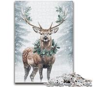 Jigsaw Puzzles for Teenagers 1000 Pieces Deer in Winter Family Entertainment Toys Educational Game for Birthday, Chrismas for Ages 14+ 26x38cm