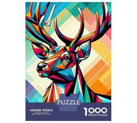Jigsaw Puzzles for Teenagers 1000 Pieces Deer Wpap Pop Art Colorful Teenager Puzzles Toy Wall Decor Home Decoration Parent-child Interaction 52x38cm/1000pcs