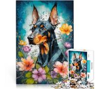 Jigsaw Puzzles for teenagers 1000 Pieces Doberman in Bloom Handgeschwindigkeitswettbewerb Kunstwerk Geschenk75x50cm
