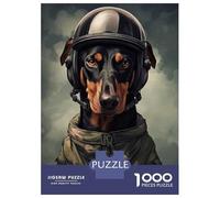 Jigsaw Puzzles for Teenagers 1000 Pieces Doberman Soldier Jigsaws for Adults Brain Teaser Game Home Decoration Parent-child Interaction 38x26cm/1000pcs
