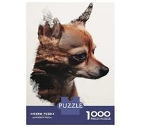 Jigsaw Puzzles for Teenagers 1000 Pieces Dog with Forest Overlay Puzzles for Adults Hands-on Game Improve Memory Parent-child Interaction 70x50cm/1000pcs