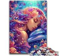 Jigsaw Puzzles for Teenagers 1000 Pieces Dolphin And Girl Help The Brain Exercise Addictive Toys to Cultivate Patience Perfect Decoration 50x75cm